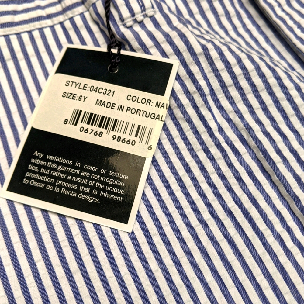 Oscar de la Renta seersucker shorts, size 6 - Picture 4 of 5